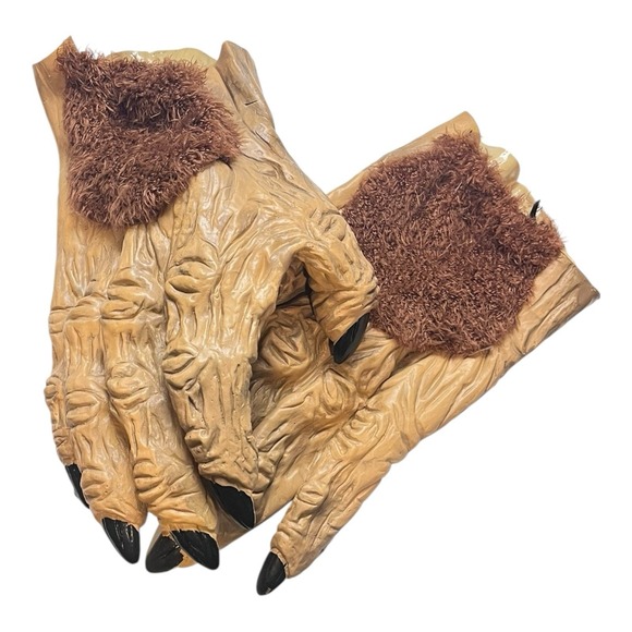 Werewolf Monster Big Foot Animal Furry Hairy Rubber Hands Adult Size Costume - Picture 1 of 4